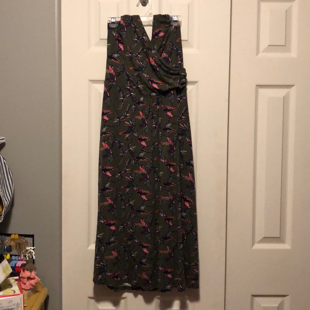 Boden halter dress with bird print